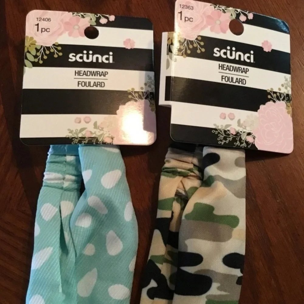 2 pc Camo & Polka Dot headbands wraps